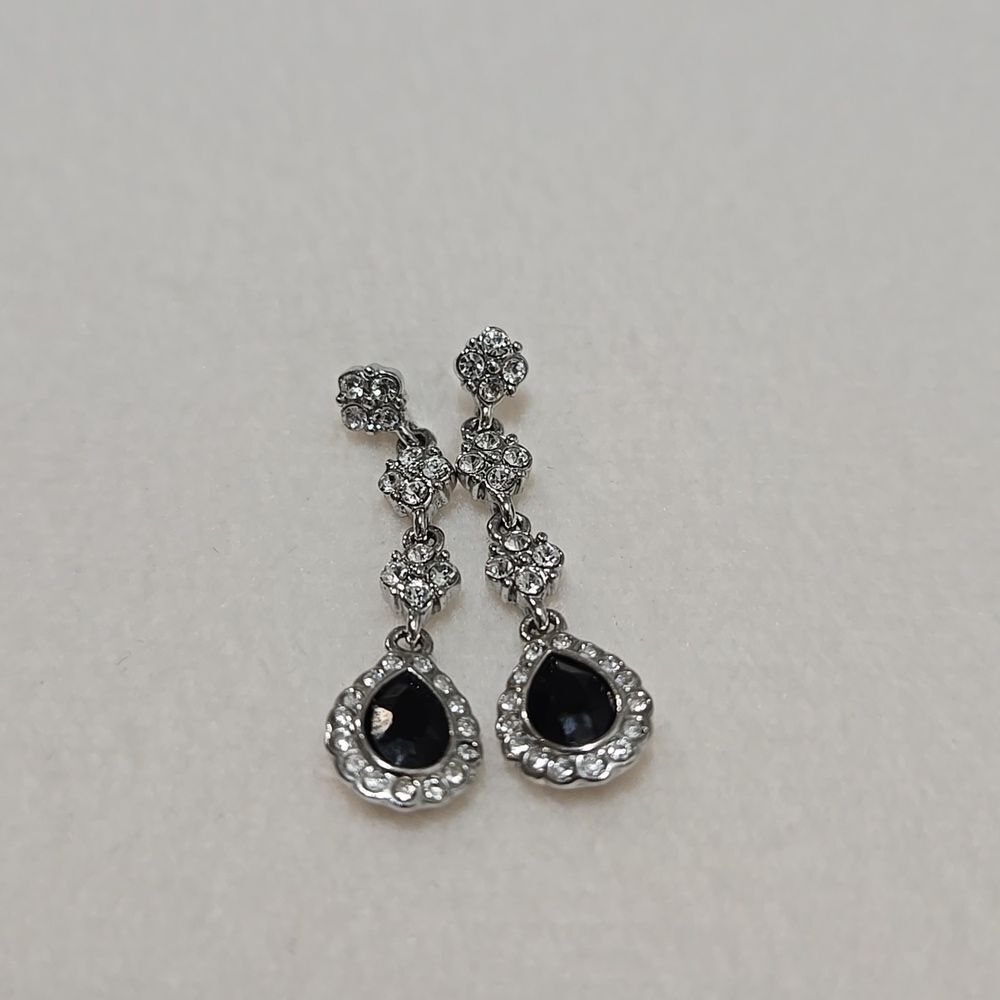 Monet Silver and Black Drop Earrings